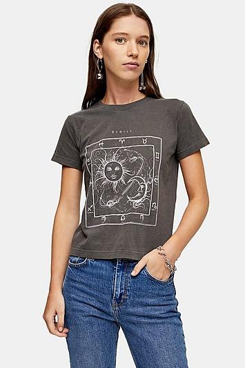 Topshop Charcoal Grey Etoile T-shirt