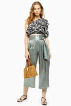 Topshop Satin Cropped Wide Leg Trousers