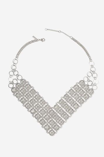 Topshop Rhinestone V-collar Necklace