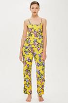 Topshop Yellow Floral Trousers