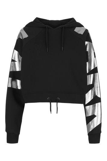 Topshop Logo Sleeve Cropped Hoodie By Ivy Park