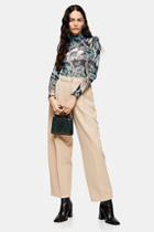 Topshop Stone Elastic Back Trousers