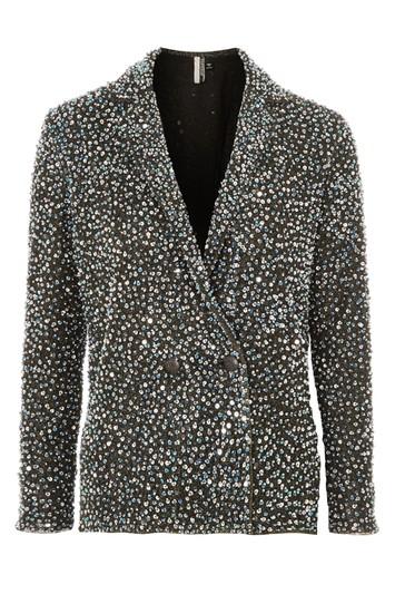 Topshop Sequin Double Breasted Blazer