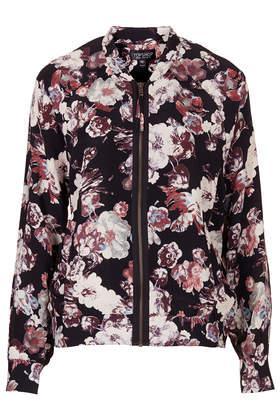 Topshop Blurred Flower Bomber Jacket