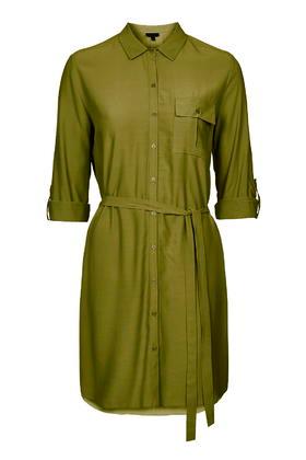 Topshop Petite Plain Belted Shirtdress