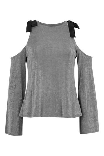 Topshop Grosgrain Eyelet Cold Shoulder Top