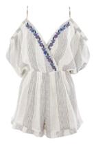 Topshop Embroidered Stripe Playsuit