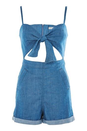 Topshop Moto Bow Front Playsuit