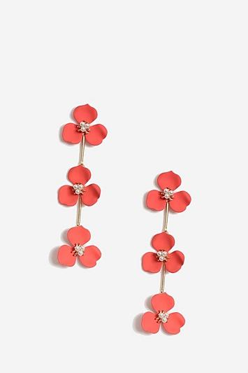 Topshop *three Flower Drop Earrings
