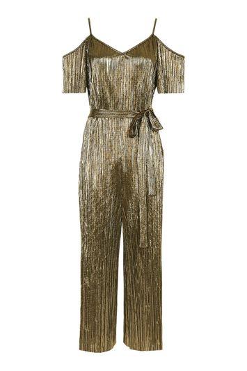 Topshop Petite Belted Plisse Jumpsuit