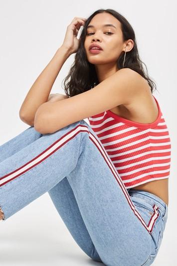 Topshop Moto Side Stripe Straight Leg Jeans
