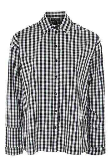 Topshop Gingham Double Cuff Shirt