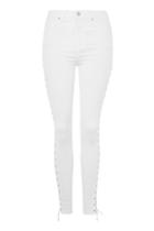 Topshop Moto White Lace Up Jamie Jeans