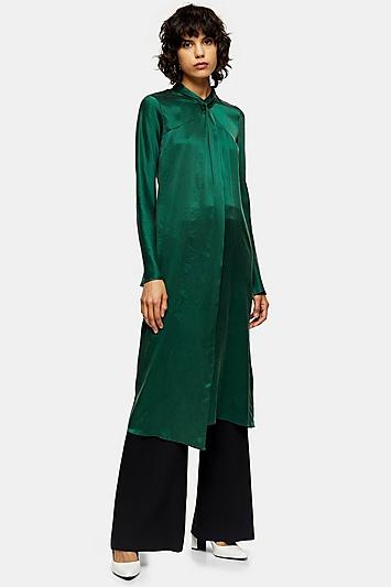 *green Silk Twist Dress By Topshop Boutique