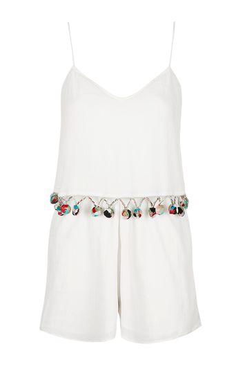 Topshop Pom-pom Detailed Playsuit