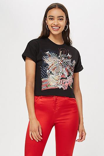 Topshop Embellished Rock T-shirt