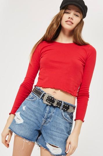 Topshop Petite Mid Blue Ashley Shorts