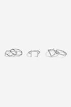 Topshop *silver Look Clean Shape Ring Pack