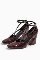 Topshop Ghost Brown Cross Front Court Shoes