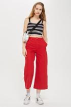 Topshop Moto Red Cropped Wide Leg Jeans