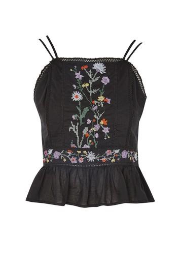 Topshop Embroidered Crossback Sun Top