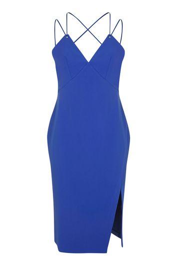 Topshop Petite Eyelet Plunge Midi Dress