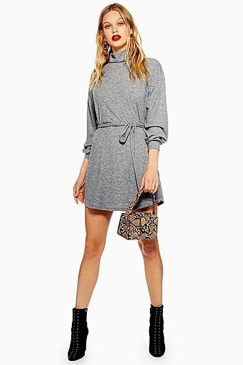 Topshop Cut And Sew Belted Mini Dress