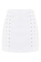 Topshop Moto White Lace Up A-line Denim Skirt