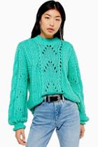 Topshop Turquoise Knitted Lofty Jumper
