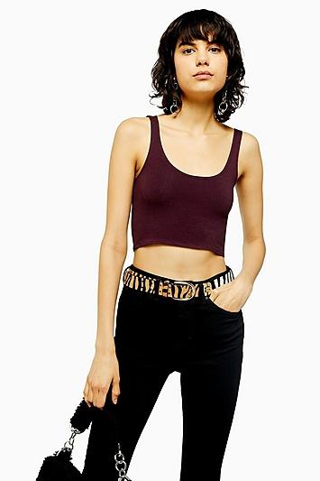 Topshop Burgundy Zig Zag Camisole Top
