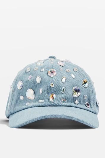 Topshop Gem Embellished Denim Cap
