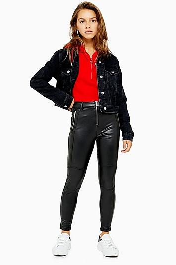 Topshop Petite Biker Pu Trousers