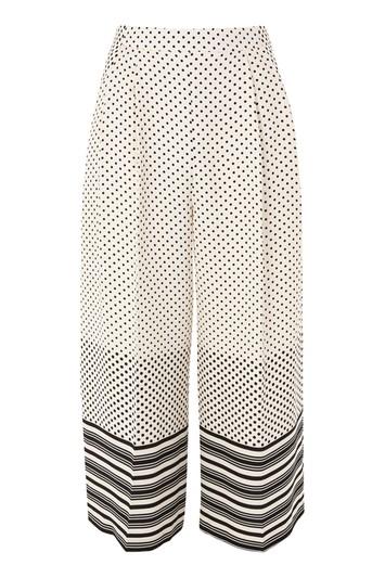 Topshop Petite Spot & Stripe Crop Wide Leg Trousers