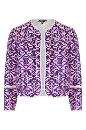 Topshop Jacquard Embroidered Jacket