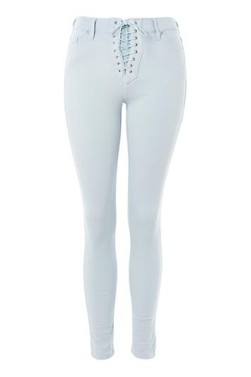 Topshop Moto Blue Lace Up Leigh Jeans