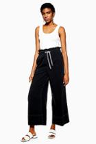 Topshop Washed Black Draw Tie Crop Jeans