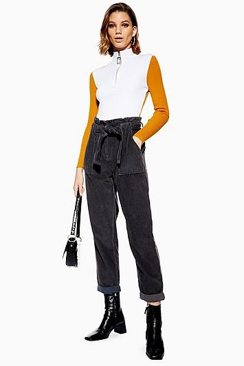 Topshop Tall Corduroy Paperbag Trousers