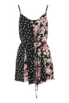 Topshop Floral And Dot Print Button Playsuit