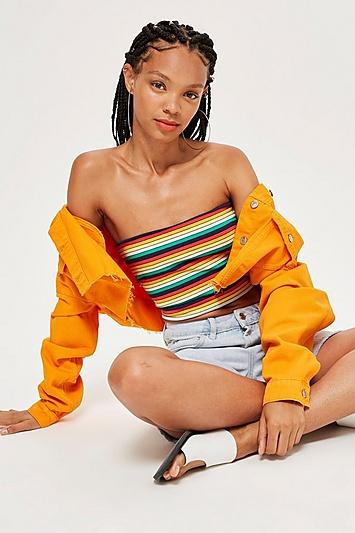 Topshop Rainbow Bandeau Top