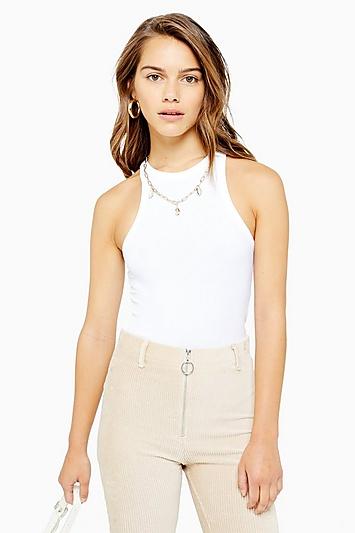 Topshop Petite White Premium Racer Tank