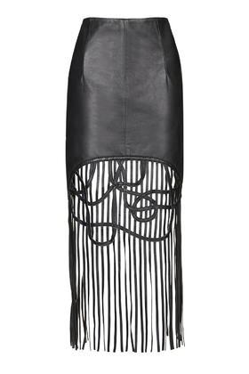 Topshop Leather Midi Skirt