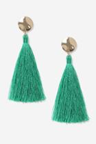 Topshop Green Stud Tassel Drop Earrings
