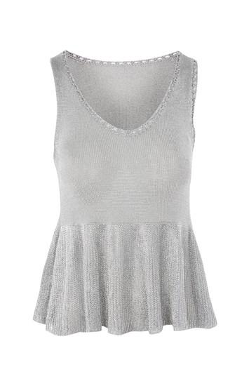 Topshop Metal Yarn Peplum Knitted Top