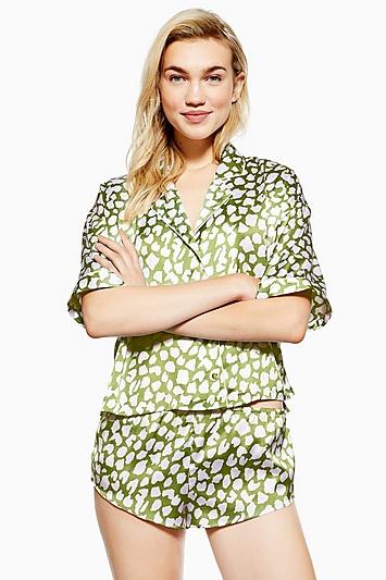 Topshop Animal Print Satin Pyjama Shorts