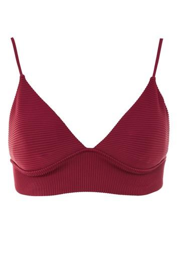Topshop Longline Ribbed Triangle Bikini Top