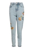 Topshop Moto Fall Floral Embroidered Mom Jeans