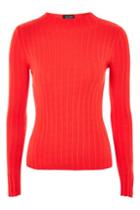 Topshop Tall Popper Ribbed Funnel Neck Top