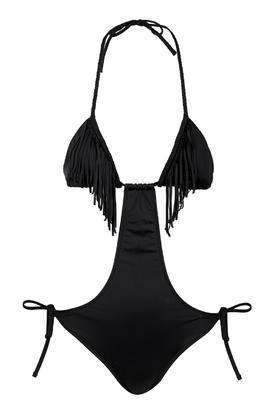 Topshop Fringed Halterneck Swimsuit