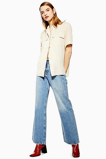 Topshop Bleach Slim Wide Leg Jeans