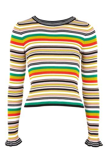Topshop Hyper Stripe Knitted Crop Jumper